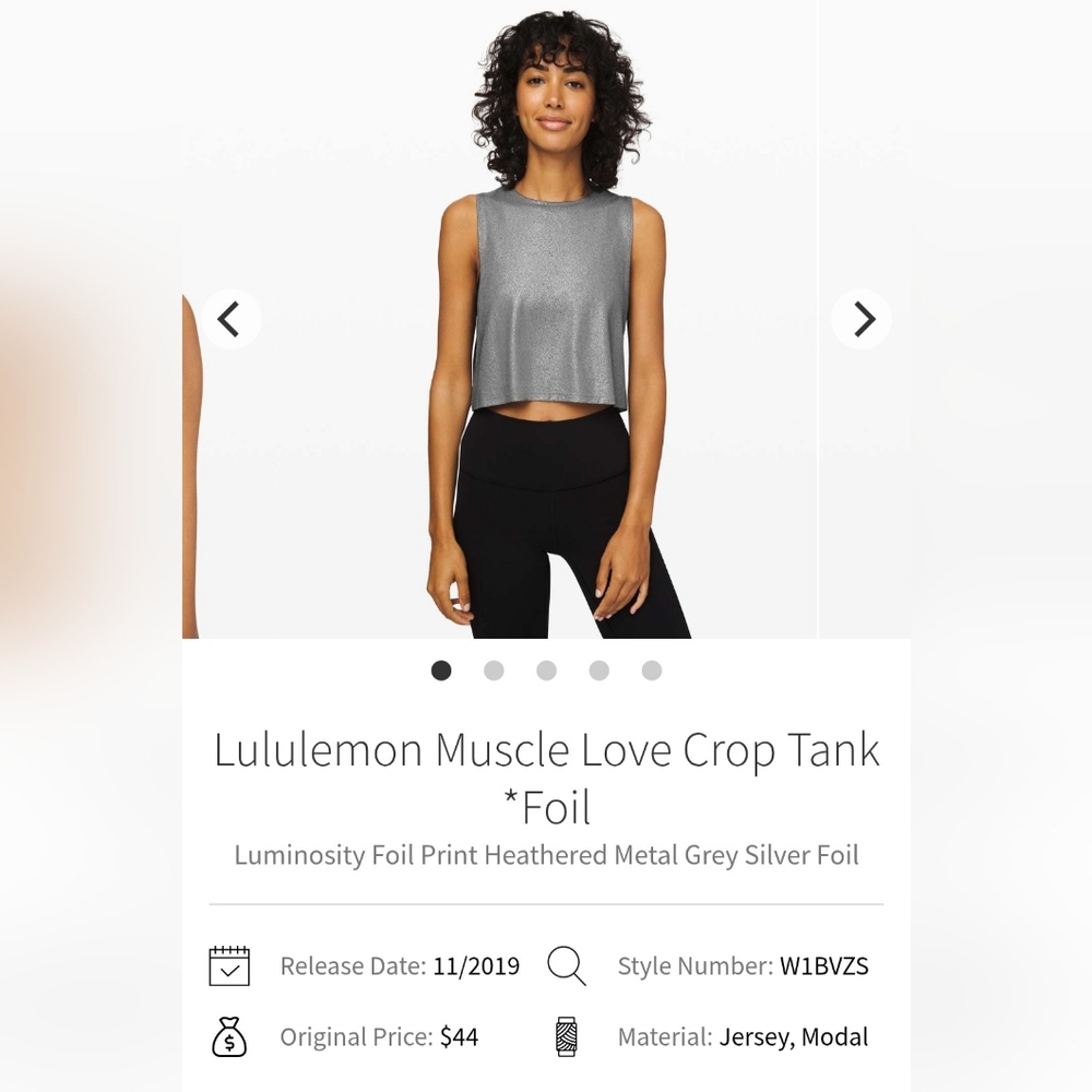 EUC Lululemon Muscke Love Crop Tank In Foil